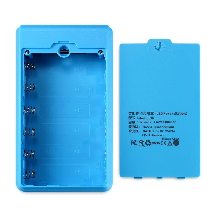 Q6 Removable 6 Sections 18650 Battery Box Charger Case, Style:, Ordinary, Flash/Fast Charge
