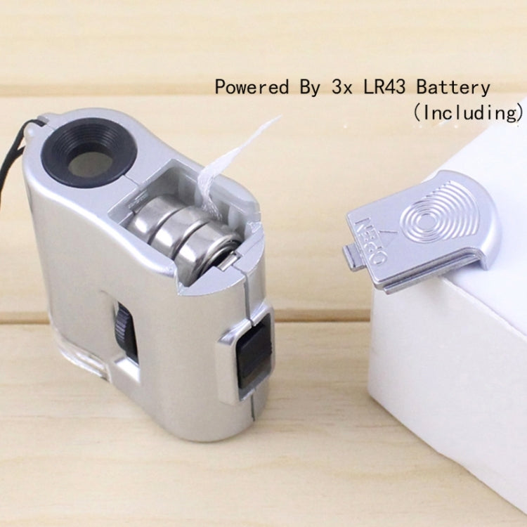 60X Portable Microscope With LED Lamp Jewelry Identification Magnifier With Leather Case Latch Rope