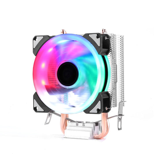 Desktop Computer Double Copper Tube CPU Radiator Super Quiet, 2 Tube Color Light 3-pin Single Fan, 2 Tube Color Light 3-pin Double Fan