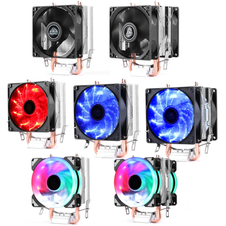 Desktop Computer Double Copper Tube CPU Radiator Super Quiet, 2 Tube Color Light 3-pin Double Fan, 2 Tube Color Light 3-pin Single Fan