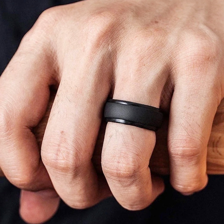 SH800-140 8mm Wide Curved Radian Step Silicone Ring