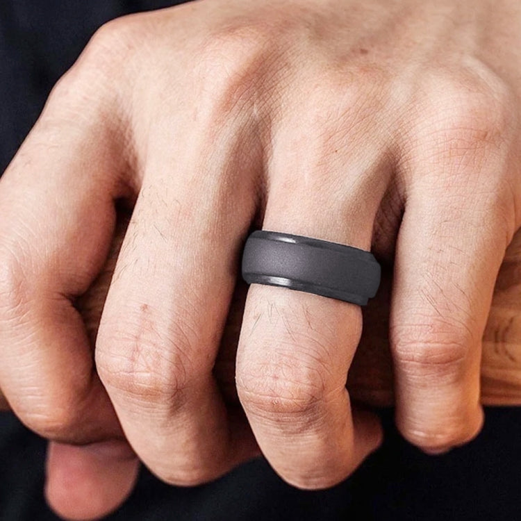 SH800-140 8mm Wide Curved Radian Step Silicone Ring