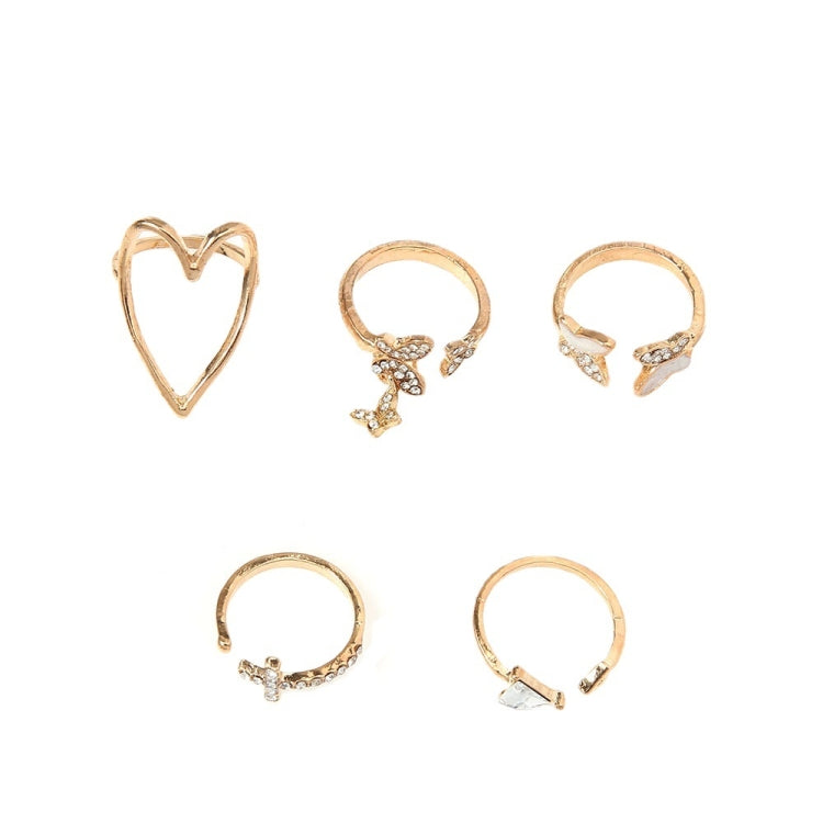 5pcs/set Cross Triangle Heart Hollow Butterfly Knuckle Ring