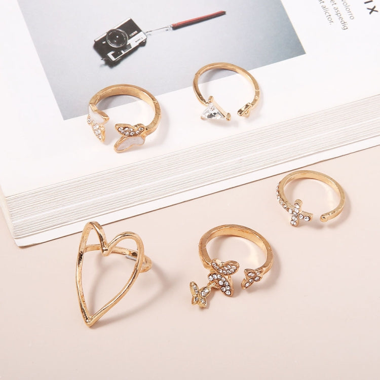 5pcs/set Cross Triangle Heart Hollow Butterfly Knuckle Ring