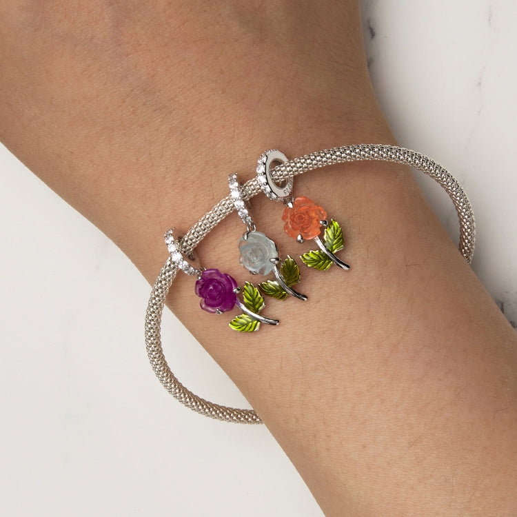 Sterling Silver Zircon Rose UV Color Changing Bead Accessory