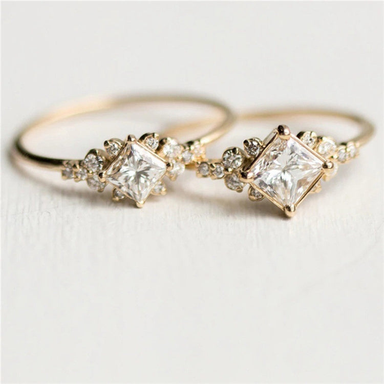 Geometric Square Rings for Women Wedding Rhinestone Finger Rings Charm Jewelry