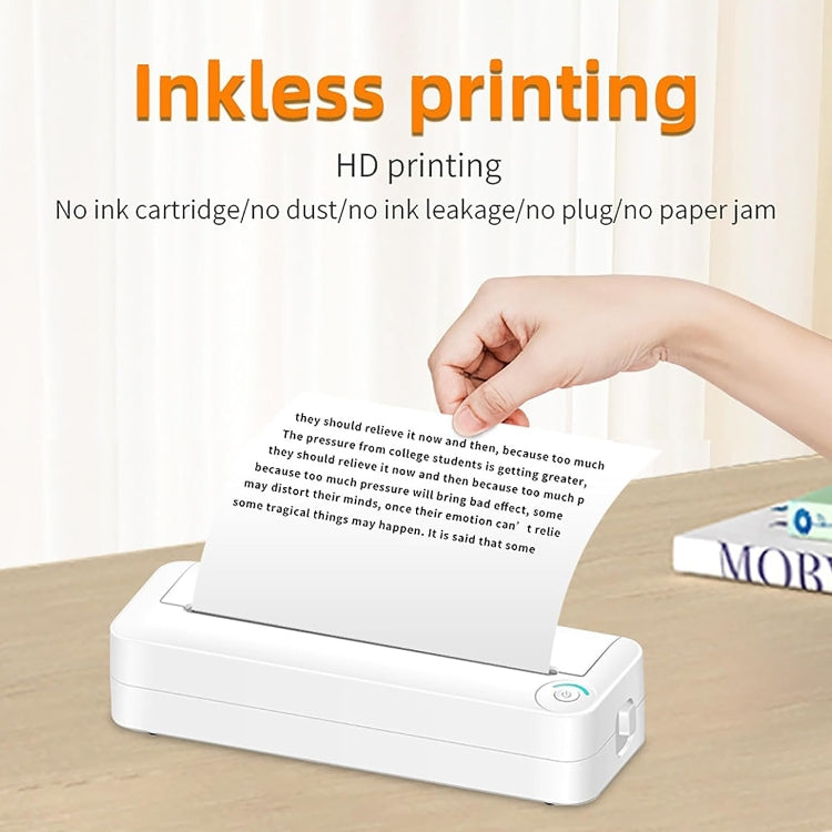 Bluetooth Connection Inkless A4 Printer Portable Mini Student Office Home Photo Printer, X8