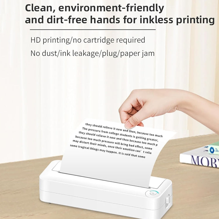 Bluetooth Connection Inkless A4 Printer Portable Mini Student Office Home Photo Printer, X8