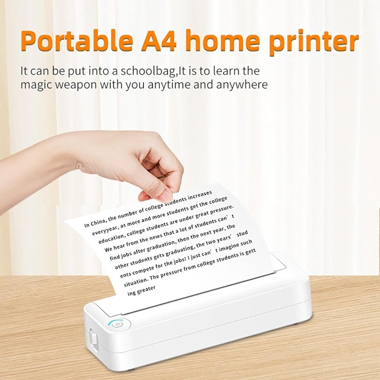 Bluetooth Connection Inkless A4 Printer Portable Mini Student Office Home Photo Printer, X8