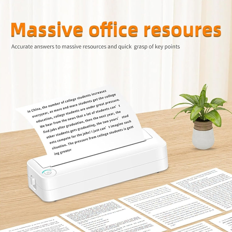 Bluetooth Connection Inkless A4 Printer Portable Mini Student Office Home Photo Printer, X8