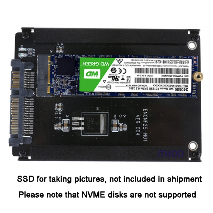 ENCNF2S-N01 NGFF To SATA3 Transfer Card M.2 KEY B-M SSD To 6Gbps Interface Conversion Adapter, With Baffle, With SATA 22pin Cable, Without Baffle