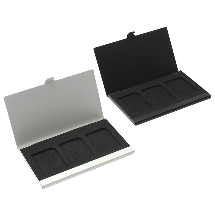 3SD Aluminum Alloy Memory Card Case Card Box Holders, Silver, Black