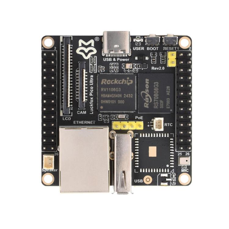 Luckfox Pico Ultra W RV1106G3 1TOPS Mini Linux Development Board Integrated Processor with Wi-Fi/No PoE, Without Screen, 480x480 Touch Screen, 720x720 Touch Screen