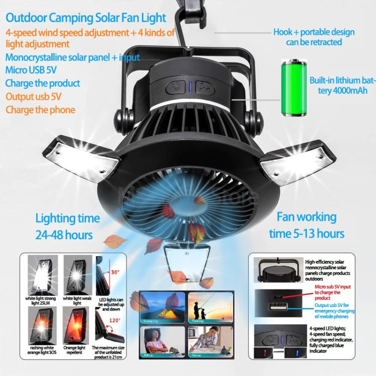 Solar Camping Lamp Fan Multifunctional LED Light Emergency Light Mosquito Repellent Lamp