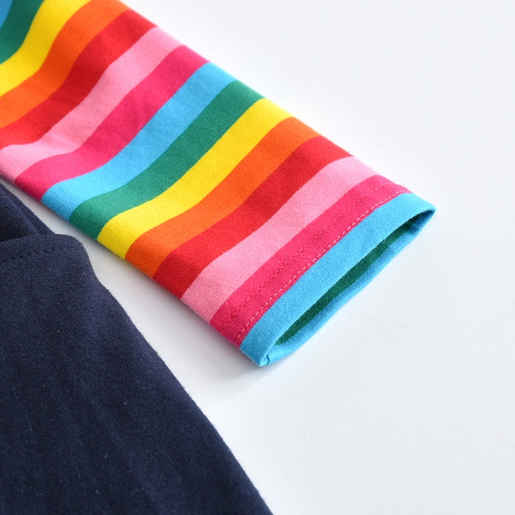 Girls Rainbow Long Sleeve Butterfly Embroidered Pattern Cotton Princess Dress