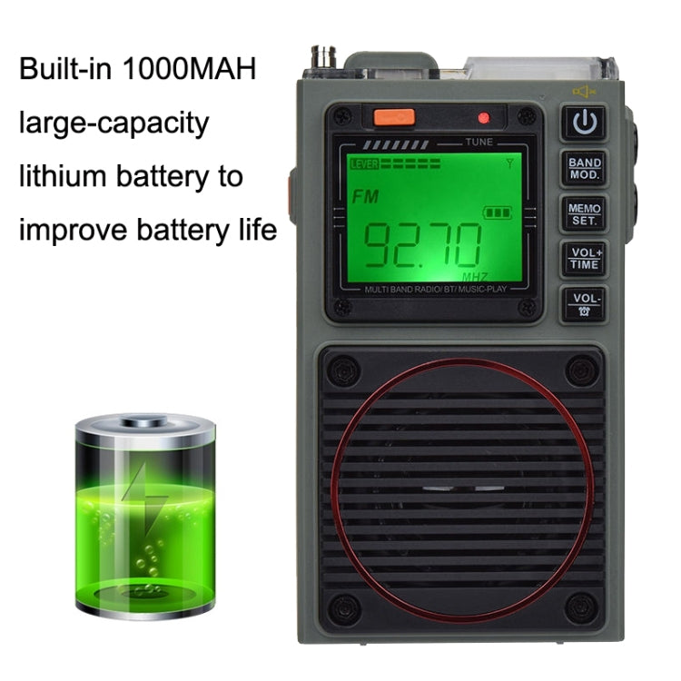 HanRongda HRD-787 High Performance Full Band Portable Bluetooth Card SOS Warning LED Lighting Radio, HRD-787