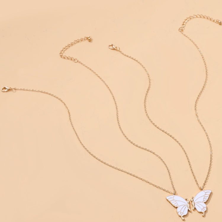 Sisters Mother and Daughter Alloy Drip Oil Butterfly Necklace Clavicle Chain