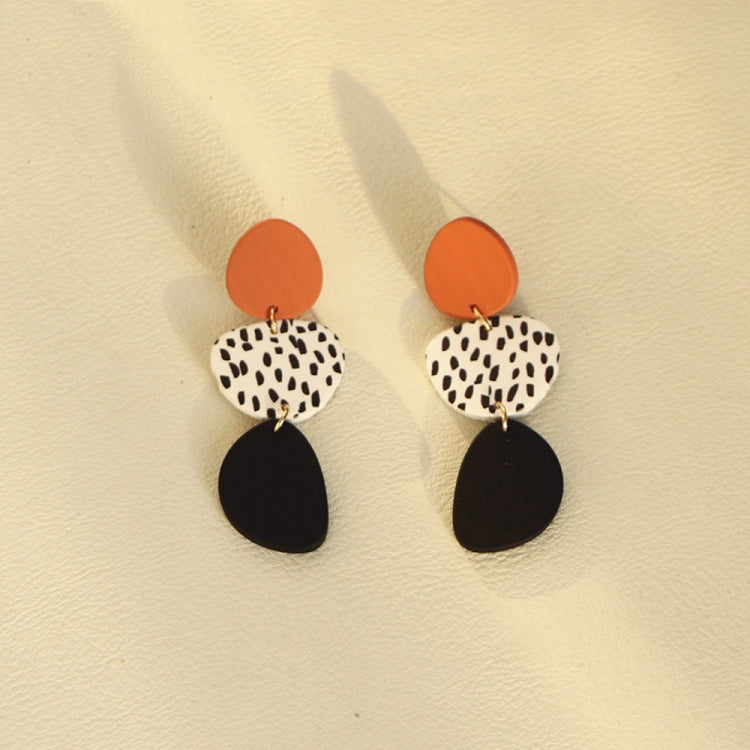 Acrylic Irregular Graphic Stitching Leopard Long Earrings