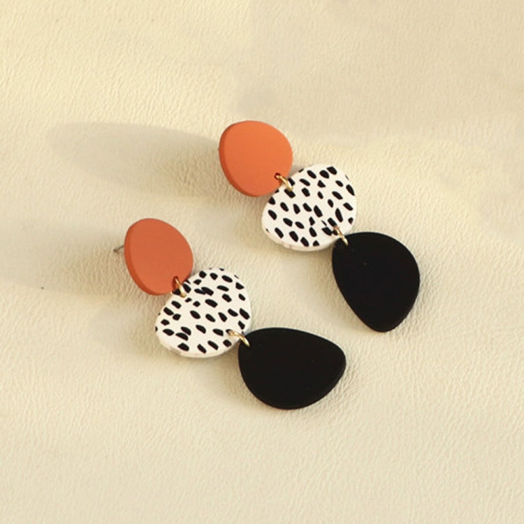 Acrylic Irregular Graphic Stitching Leopard Long Earrings