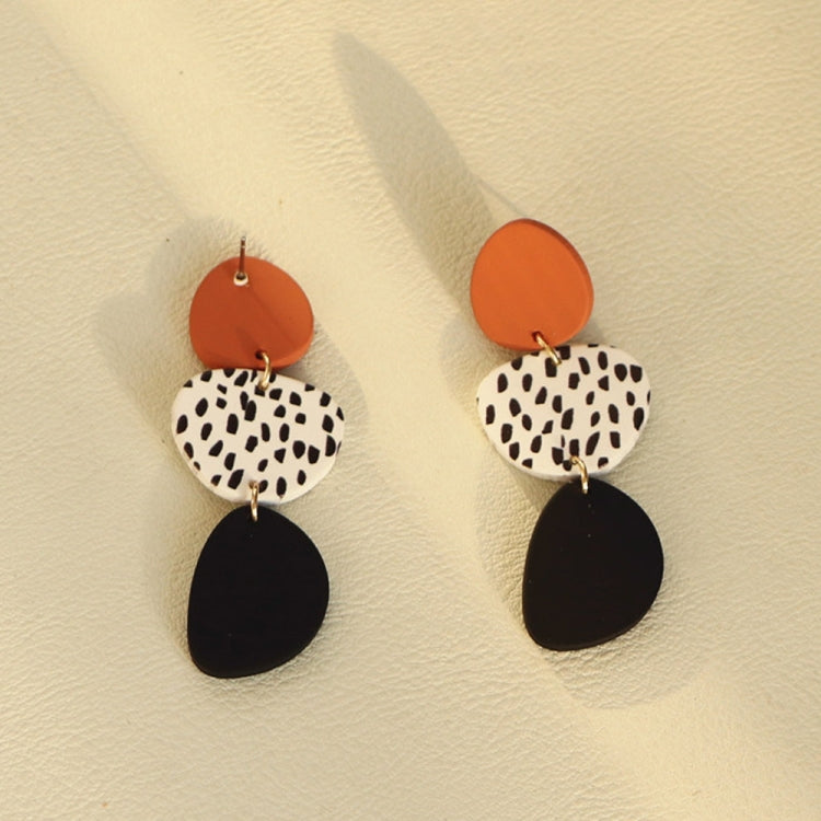 Acrylic Irregular Graphic Stitching Leopard Long Earrings