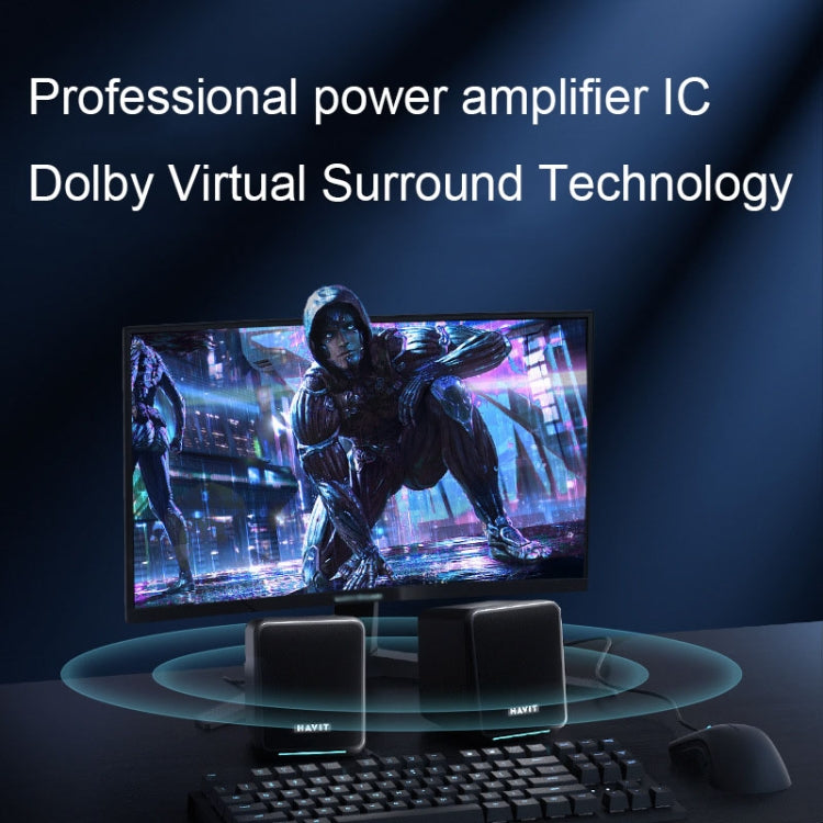 Havit A20 Plus Colorful Ambient Light Wired Computer Audio Stereo Surround Sound Speaker