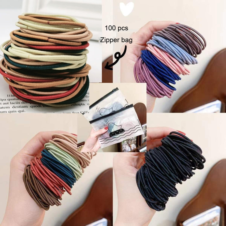 100pcs/pack Stretchy Hair Accessories Nylon Hair Ring Hair Rope Rubber Band Headband