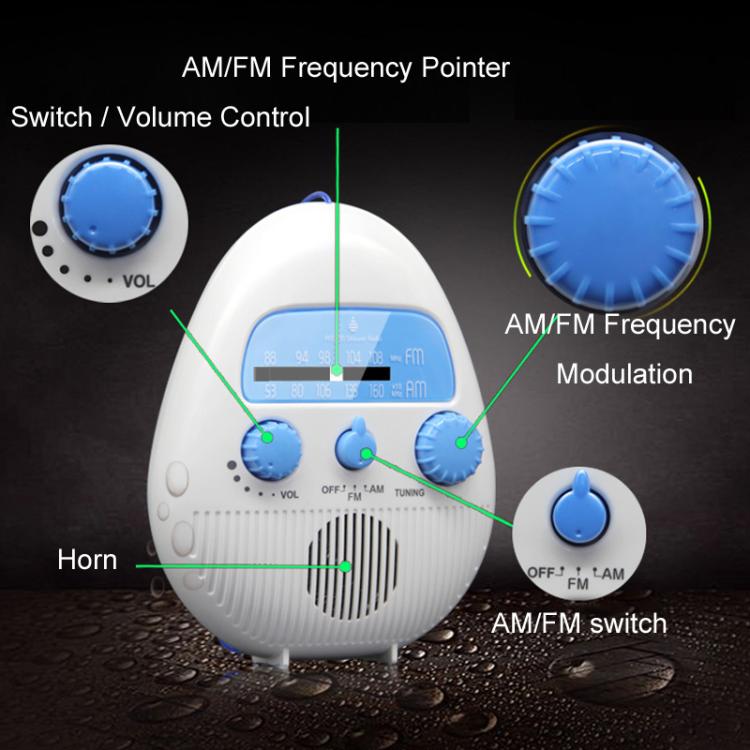 Portable Waterproof FM Radio With Hanging Rope For Bathroom
