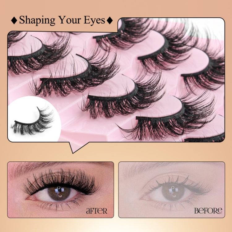 7pairs /Box Faux Eyelashes Natural Fluffy 3D Mink Lengthen Eyelashes
