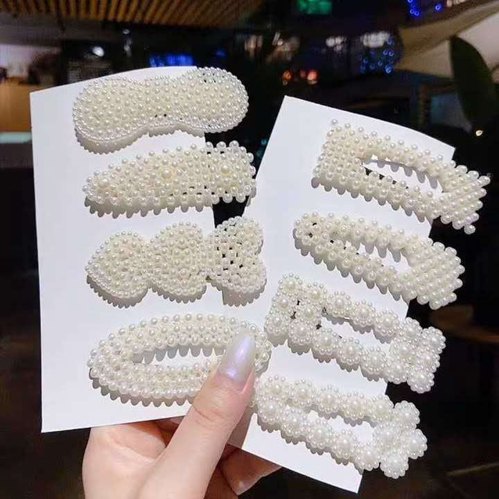 5pcs /Set  Pearl Hair Clips Set Large Hair Clips Pins Barrette Women Girls Hair Accessories