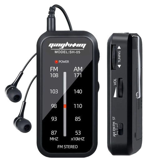 SH-05 Mini Listening Test Special Pin-Type FM/AM Two-Band Radio With Back Clip, SH-05