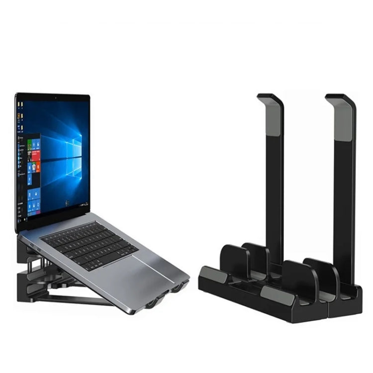 Dual-Purpose Laptop Vertical Stand Storage Rack Desktop Heightening Cooling Base