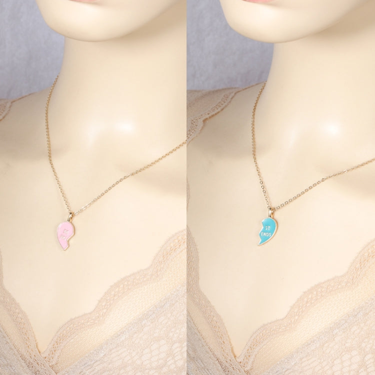 BEST FRIEND Love Lockbone Chain Matching Heart Pendant Friendship Card Necklace