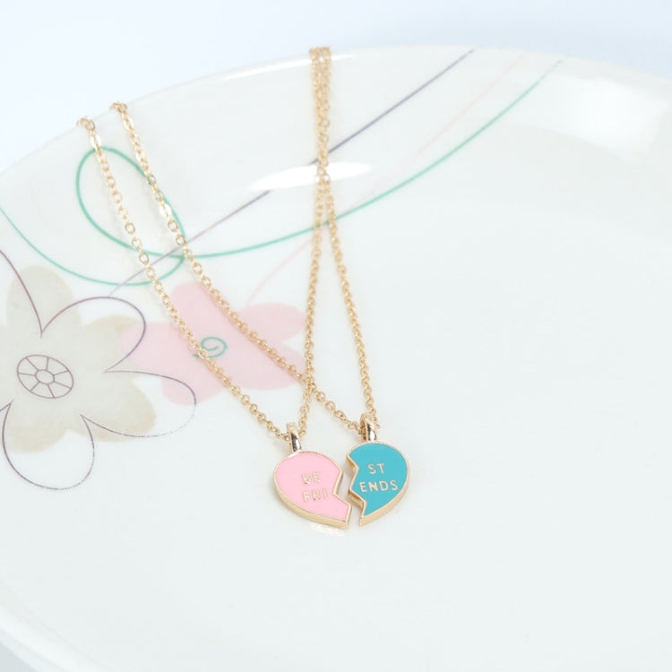 BEST FRIEND Love Lockbone Chain Matching Heart Pendant Friendship Card Necklace