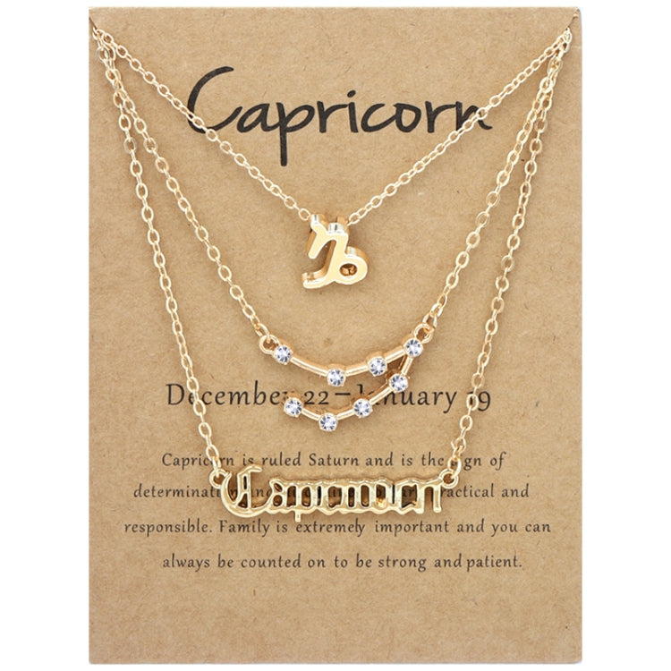 3 In 1 12 Zodiac Signs Necklace Set Retro Alphabet Symbols With Diamonds Jewelry Set