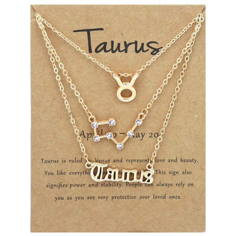 3 In 1 12 Zodiac Signs Necklace Set Retro Alphabet Symbols With Diamonds Jewelry Set