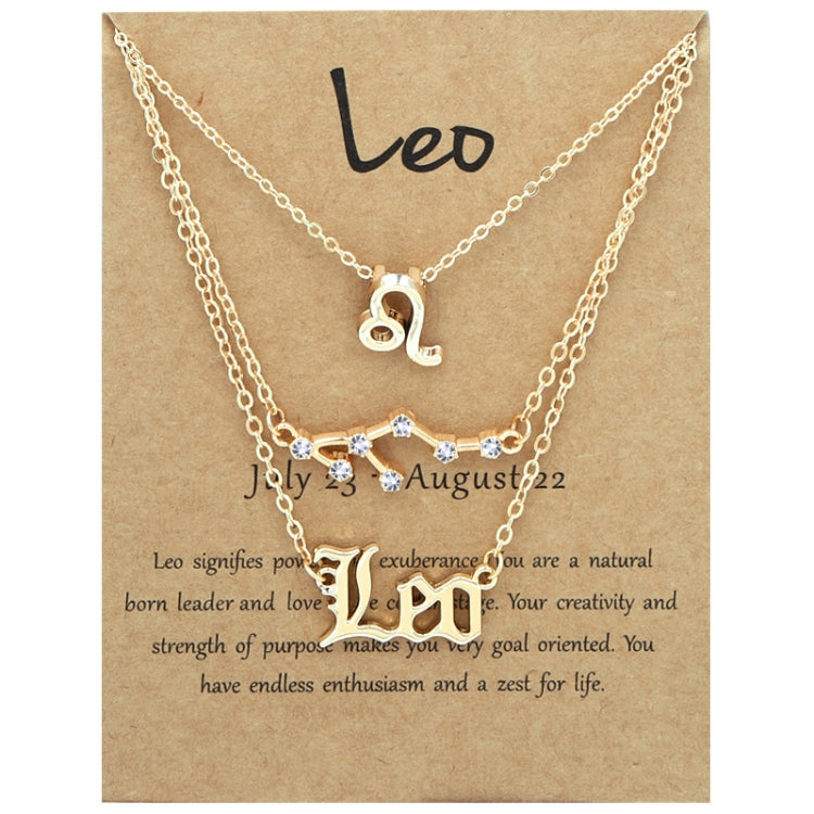 3 In 1 12 Zodiac Signs Necklace Set Retro Alphabet Symbols With Diamonds Jewelry Set