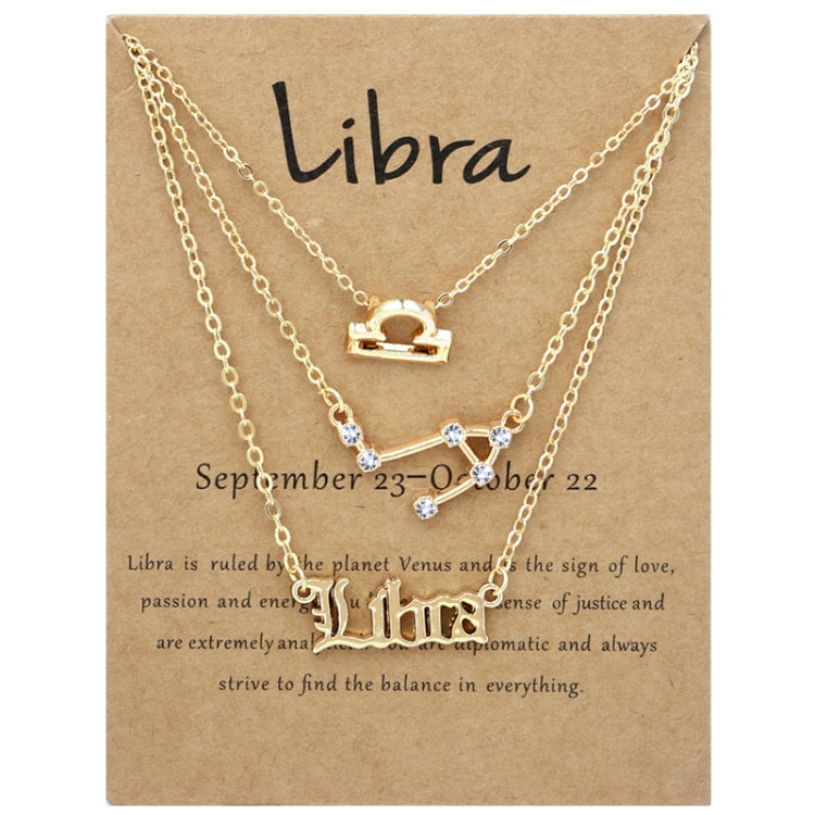 3 In 1 12 Zodiac Signs Necklace Set Retro Alphabet Symbols With Diamonds Jewelry Set