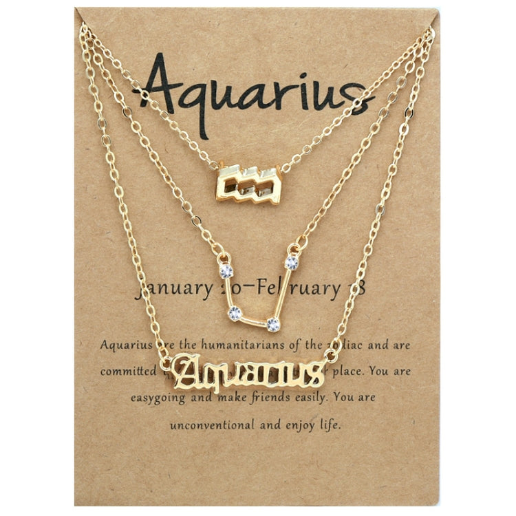 3 In 1 12 Zodiac Signs Necklace Set Retro Alphabet Symbols With Diamonds Jewelry Set