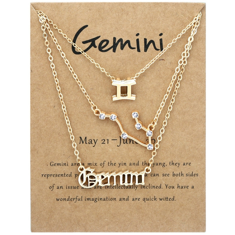 3 In 1 12 Zodiac Signs Necklace Set Retro Alphabet Symbols With Diamonds Jewelry Set