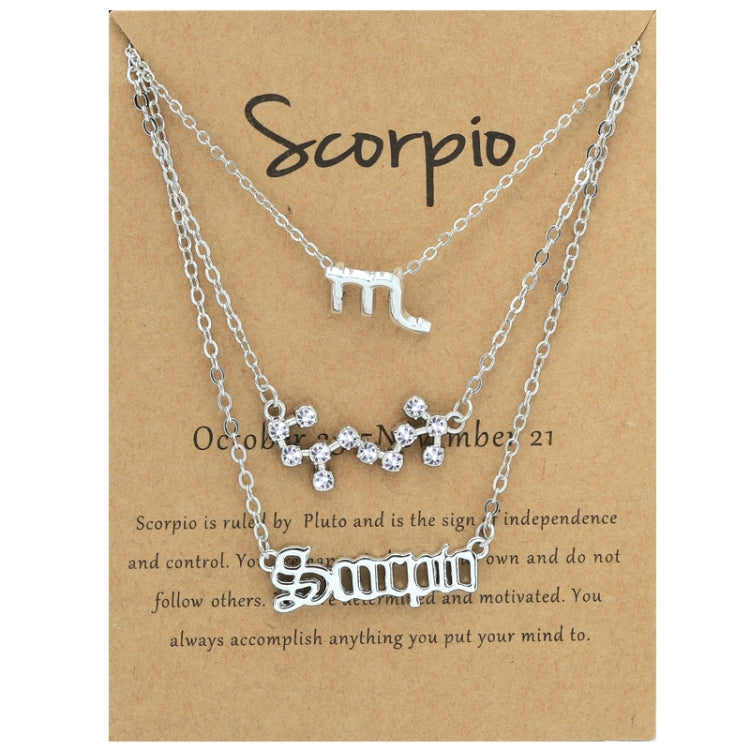 3 In 1 12 Zodiac Signs Necklace Set Retro Alphabet Symbols With Diamonds Jewelry Set
