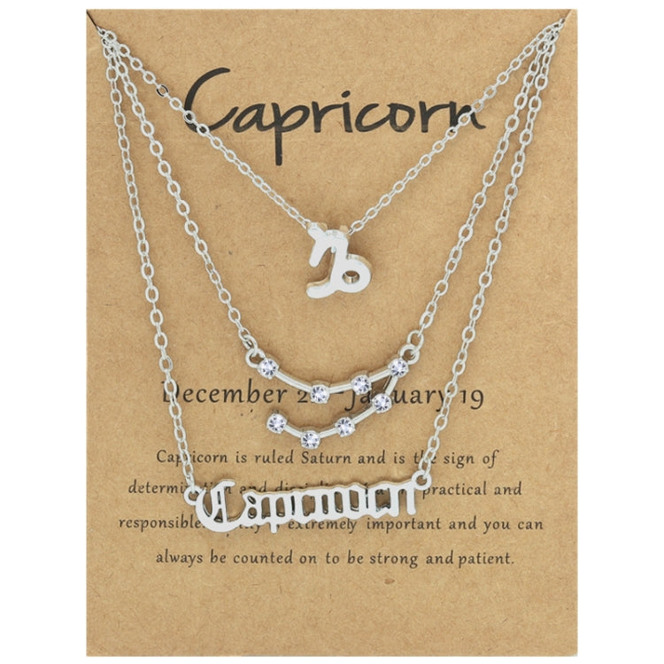 3 In 1 12 Zodiac Signs Necklace Set Retro Alphabet Symbols With Diamonds Jewelry Set