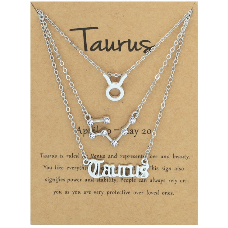 3 In 1 12 Zodiac Signs Necklace Set Retro Alphabet Symbols With Diamonds Jewelry Set