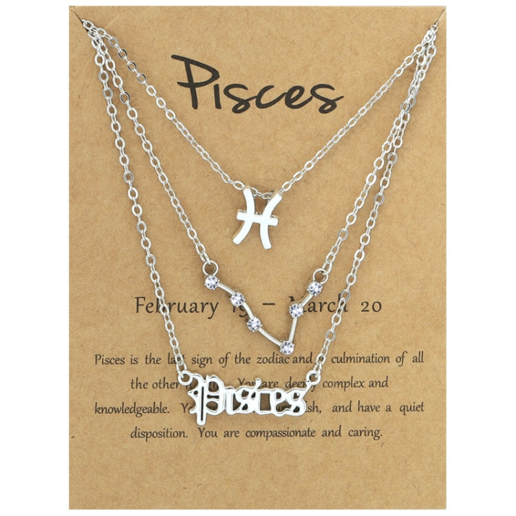 3 In 1 12 Zodiac Signs Necklace Set Retro Alphabet Symbols With Diamonds Jewelry Set