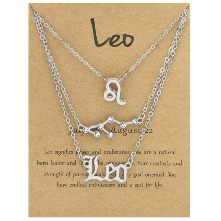 3 In 1 12 Zodiac Signs Necklace Set Retro Alphabet Symbols With Diamonds Jewelry Set