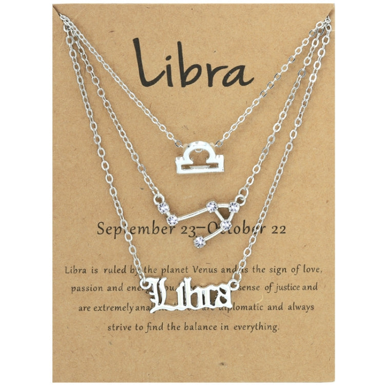 3 In 1 12 Zodiac Signs Necklace Set Retro Alphabet Symbols With Diamonds Jewelry Set