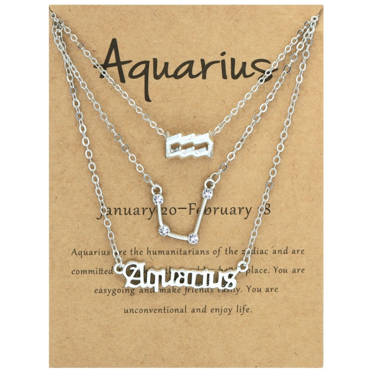 3 In 1 12 Zodiac Signs Necklace Set Retro Alphabet Symbols With Diamonds Jewelry Set