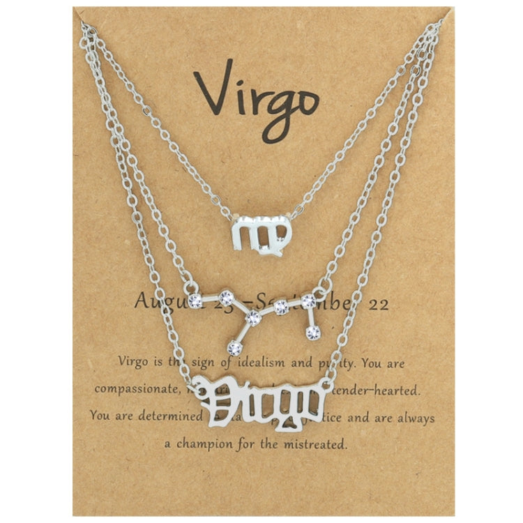 3 In 1 12 Zodiac Signs Necklace Set Retro Alphabet Symbols With Diamonds Jewelry Set