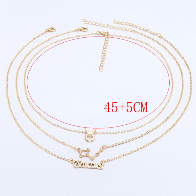 3 In 1 12 Zodiac Signs Necklace Set Retro Alphabet Symbols With Diamonds Jewelry Set