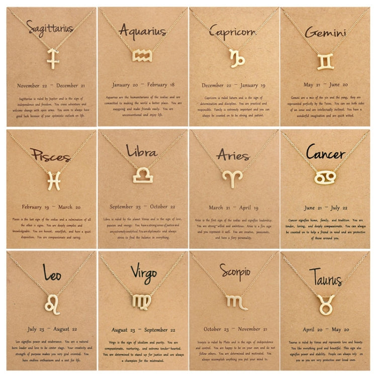 Zodiac Signs Necklace Electroplate Alloy Short Chain Jewelry, Aries Golden, Cancer Golden, Libra Golden, Virgo Golden, Leo Golden, Aquarius Golden, Pisces Golden, Taurus Golden, Capricorn Golden, Sagittarius Golden, Scorpio Golden, Gemini Golden       ...