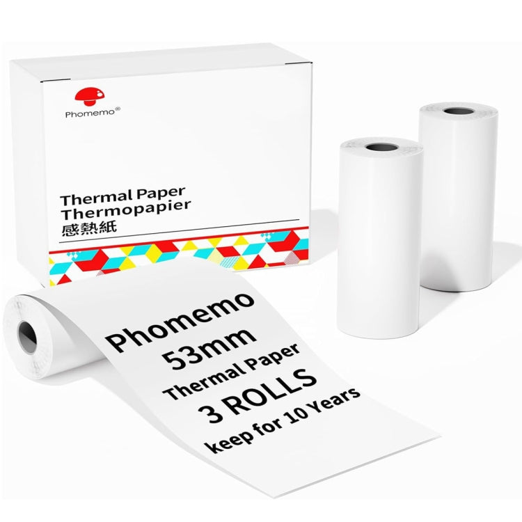 Writing Quick-Drying Thermal Paper 10-Year Long-Lasting For M832 / M833 / M834 / M835 Printer, Phomemo 3rolls /Box 53mm, Phomemo 3rolls /Box 80mm, Phomemo 3rolls /Box 110mm, Phomemo 2rolls /Box A4, Phomemo 4rolls /Box A4, Phomemo 2rolls /Box Letter    ...
